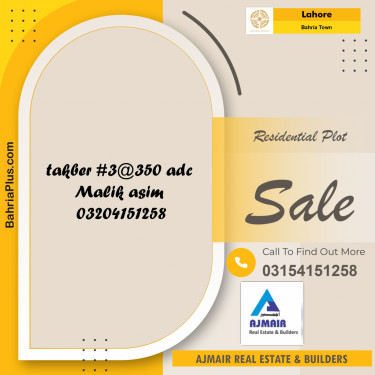 Residential Plot for Sale in Bahria Town, Lahore - (BP-188551)