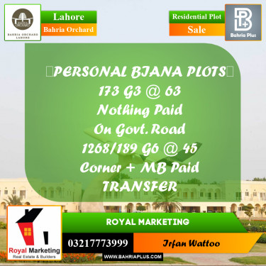 Residential Plot for Sale in Bahria Orchard, Lahore - (BP-188568)