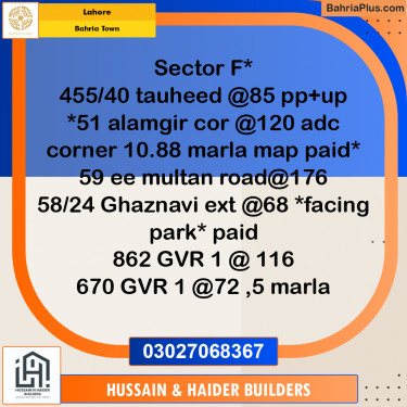 Residential Plot for Sale in Bahria Town, Lahore - (BP-188575)