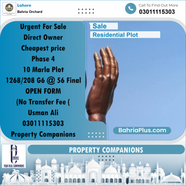 Residential Plot for Sale in Bahria Orchard, Lahore - (BP-188605)