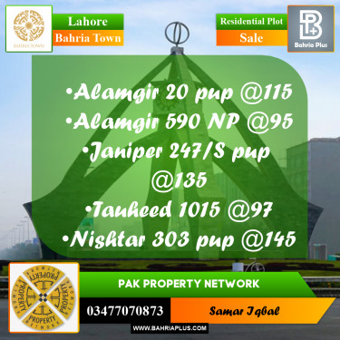 Residential Plot for Sale in Bahria Town, Lahore - (BP-188609)