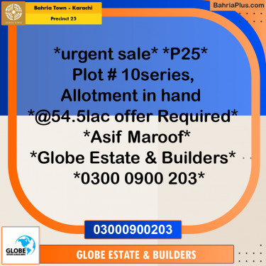 125 Sq. Yards Residential Plot for Sale in Precinct 25 -  Bahria Town, Karachi - (BP-188621)