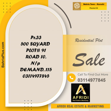 Residential Plot for Sale in Precinct 33 -  Bahria Town, Karachi - (BP-188631)