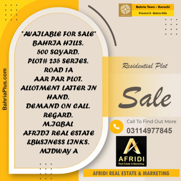 Residential Plot for Sale in Precinct 9 - Bahria Hills -  Bahria Town, Karachi - (BP-188637)