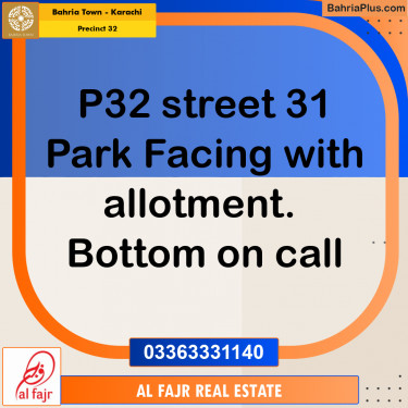 250 Sq. Yards Residential Plot for Sale in Precinct 32 -  Bahria Town, Karachi - (BP-188647)