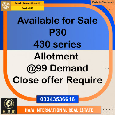 250 Sq. Yards Residential Plot for Sale in Precinct 30 -  Bahria Town, Karachi - (BP-188650)