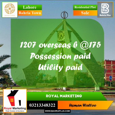 Residential Plot for Sale in Bahria Town, Lahore - (BP-188659)