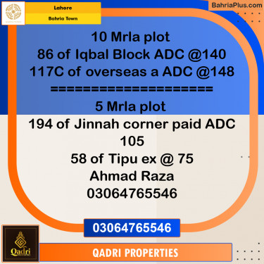 Residential Plot for Sale in Bahria Town, Lahore - (BP-188691)