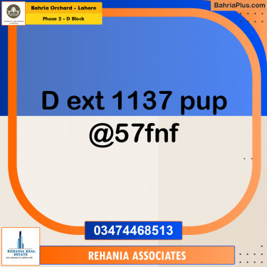 Residential Plot for Sale in Phase 2 - D Block -  Bahria Orchard, Lahore - (BP-188705)