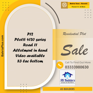 125 Sq. Yards Residential Plot for Sale in Precinct 12 - Ali Block -  Bahria Town, Karachi - (BP-188774)