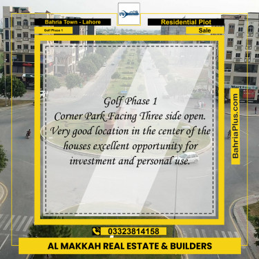 Residential Plot for Sale in Golf Phase 1 -  Bahria Town, Lahore - (BP-188785)