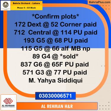 Residential Plot for Sale in Phase 4 - G5 Block -  Bahria Orchard, Lahore - (BP-188791)