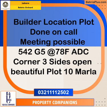 Residential Plot for Sale in Bahria Orchard, Lahore - (BP-188875)