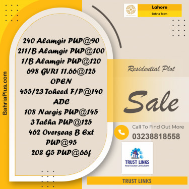 Residential Plot for Sale in Bahria Town, Lahore - (BP-188904)