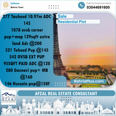 Residential Plot for Sale in Bahria Town, Lahore - (BP-188956)