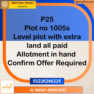 125 Sq. Yards Residential Plot for Sale in Precinct 25 -  Bahria Town, Karachi - (BP-188957)