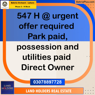 Residential Plot for Sale in Phase 2 - H Block -  Bahria Orchard, Lahore - (BP-189012)
