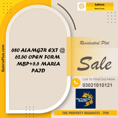 Residential Plot for Sale in Bahria Town, Lahore - (BP-189014)