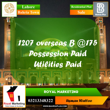 Residential Plot for Sale in Bahria Town, Lahore - (BP-189056)