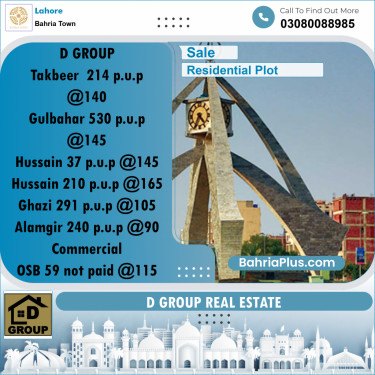 Residential Plot for Sale in Bahria Town, Lahore - (BP-189061)