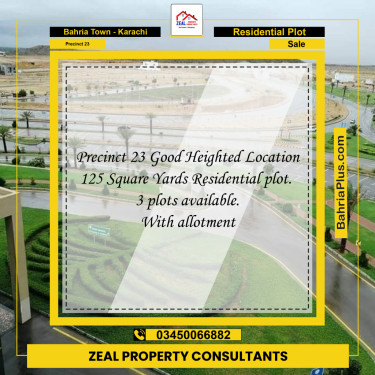 125 Sq. Yards Residential Plot for Sale in Precinct 23 -  Bahria Town, Karachi - (BP-189069)