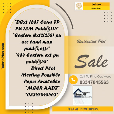 Residential Plot for Sale in Bahria Town, Lahore - (BP-189073)