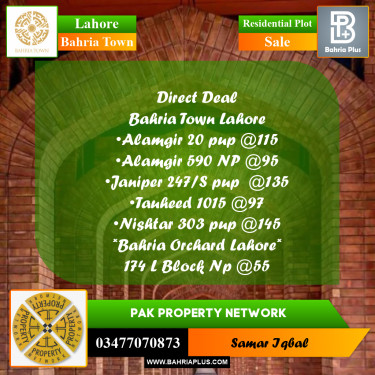 Residential Plot for Sale in Bahria Town, Lahore - (BP-189076)