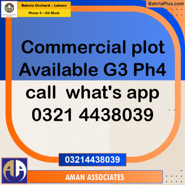 Residential Plot for Sale in Phase 4 - G3 Block -  Bahria Orchard, Lahore - (BP-189101)
