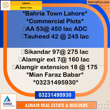 Commercial Plot for Sale in Bahria Town, Lahore - (BP-189226)