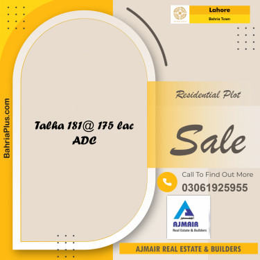 Residential Plot for Sale in Bahria Town, Lahore - (BP-189286)