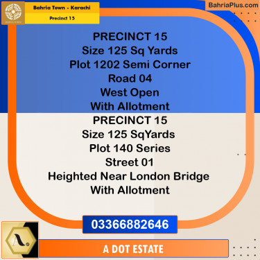 125 Sq. Yards Residential Plot for Sale in Precinct 15 -  Bahria Town, Karachi - (BP-189335)