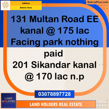 Residential Plot for Sale in Bahria Town, Lahore - (BP-189538)