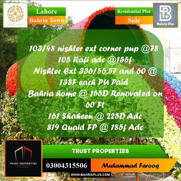 Residential Plot for Sale in Bahria Town, Lahore - (BP-189588)