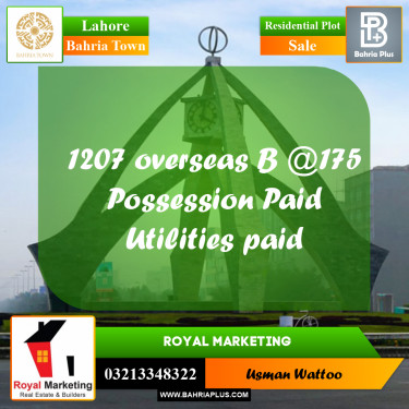 Residential Plot for Sale in Bahria Town, Lahore - (BP-189609)