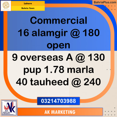 Commercial Plot for Sale in Bahria Town, Lahore - (BP-189653)