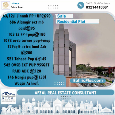 Residential Plot for Sale in Bahria Town, Lahore - (BP-189693)