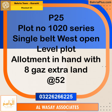125 Sq. Yards Residential Plot for Sale in Precinct 25 -  Bahria Town, Karachi - (BP-189703)