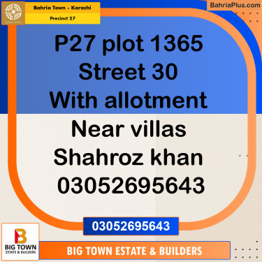 Residential Plot for Sale in Precinct 27 -  Bahria Town, Karachi - (BP-189716)