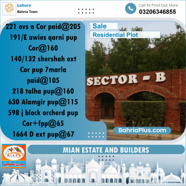 Residential Plot for Sale in Bahria Town, Lahore - (BP-189721)