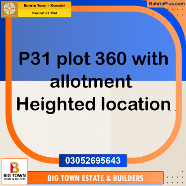 Residential Plot for Sale in Precinct 31 Plot -  Bahria Town, Karachi - (BP-189734)