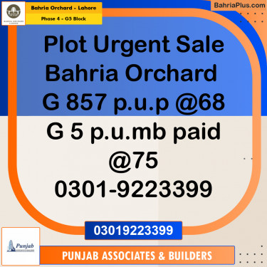 Residential Plot for Sale in Phase 4 - G5 Block -  Bahria Orchard, Lahore - (BP-189742)