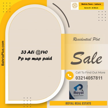 Residential Plot for Sale in Sector B - Ali Block -  Bahria Town, Lahore - (BP-189747)