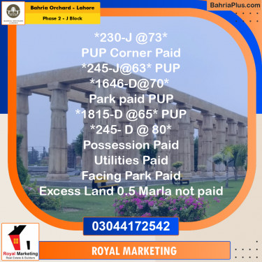 Residential Plot for Sale in Phase 2 - J Block -  Bahria Orchard, Lahore - (BP-190070)