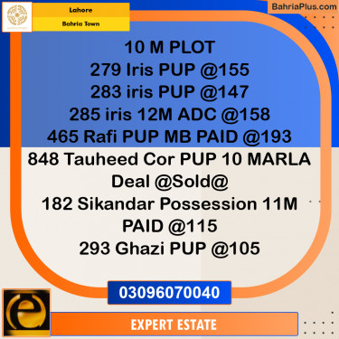 Residential Plot for Sale in Bahria Town, Lahore - (BP-190101)