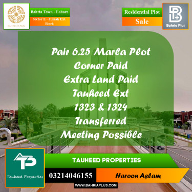 Residential Plot for Sale in Sector E - Jinnah Ext. Block -  Bahria Town, Lahore - (BP-190144)