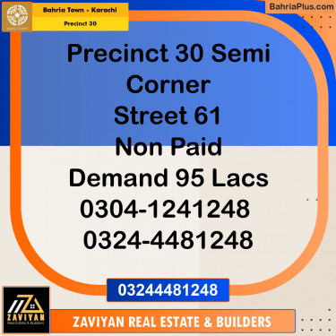 250 Sq. Yards Residential Plot for Sale in Precinct 30 -  Bahria Town, Karachi - (BP-190182)