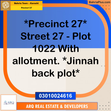 Residential Plot for Sale in Precinct 27 -  Bahria Town, Karachi - (BP-190193)
