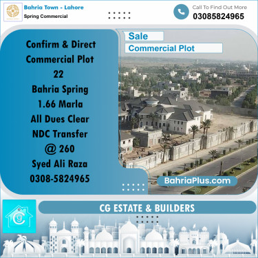 Commercial Plot for Sale in Spring Commercial -  Bahria Town, Lahore - (BP-190200)