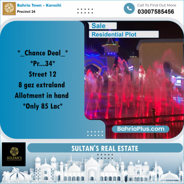 250 Sq. Yards Residential Plot for Sale in Precinct 34 -  Bahria Town, Karachi - (BP-190206)