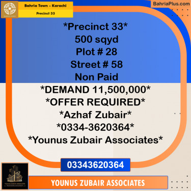 Residential Plot for Sale in Precinct 33 -  Bahria Town, Karachi - (BP-190226)